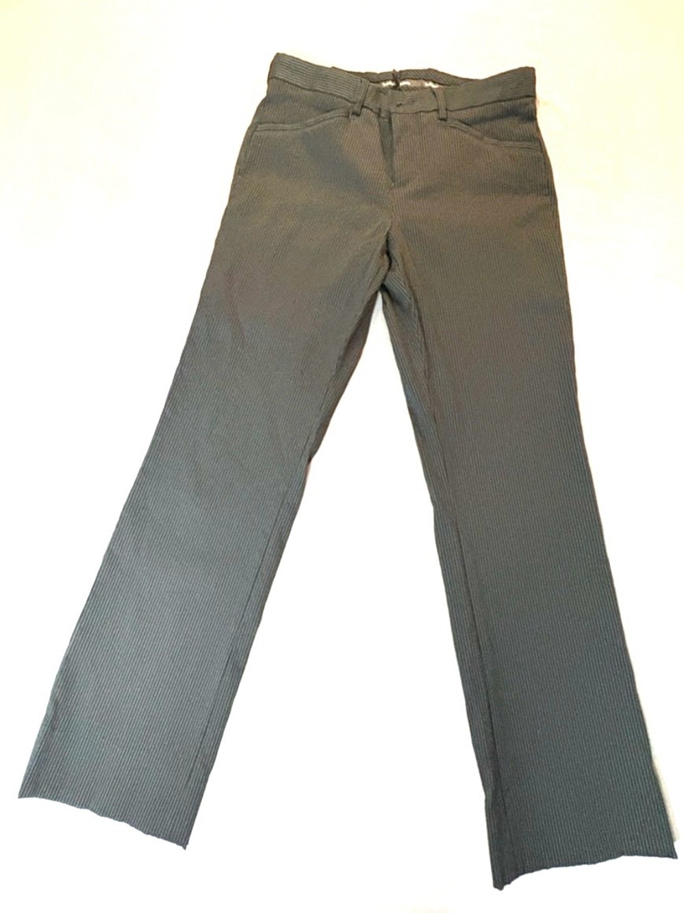 Le Château Grey Pinstripe Straight Leg Trousers Stretch Size 28